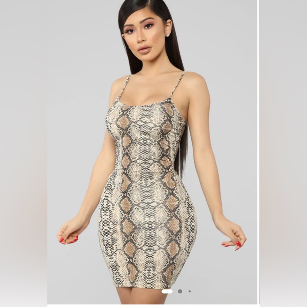 Fashion Nova Snakeskin Print Bodycon Dress